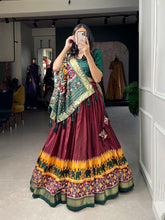 Tussar silk lehenga for Patola Print With foil work